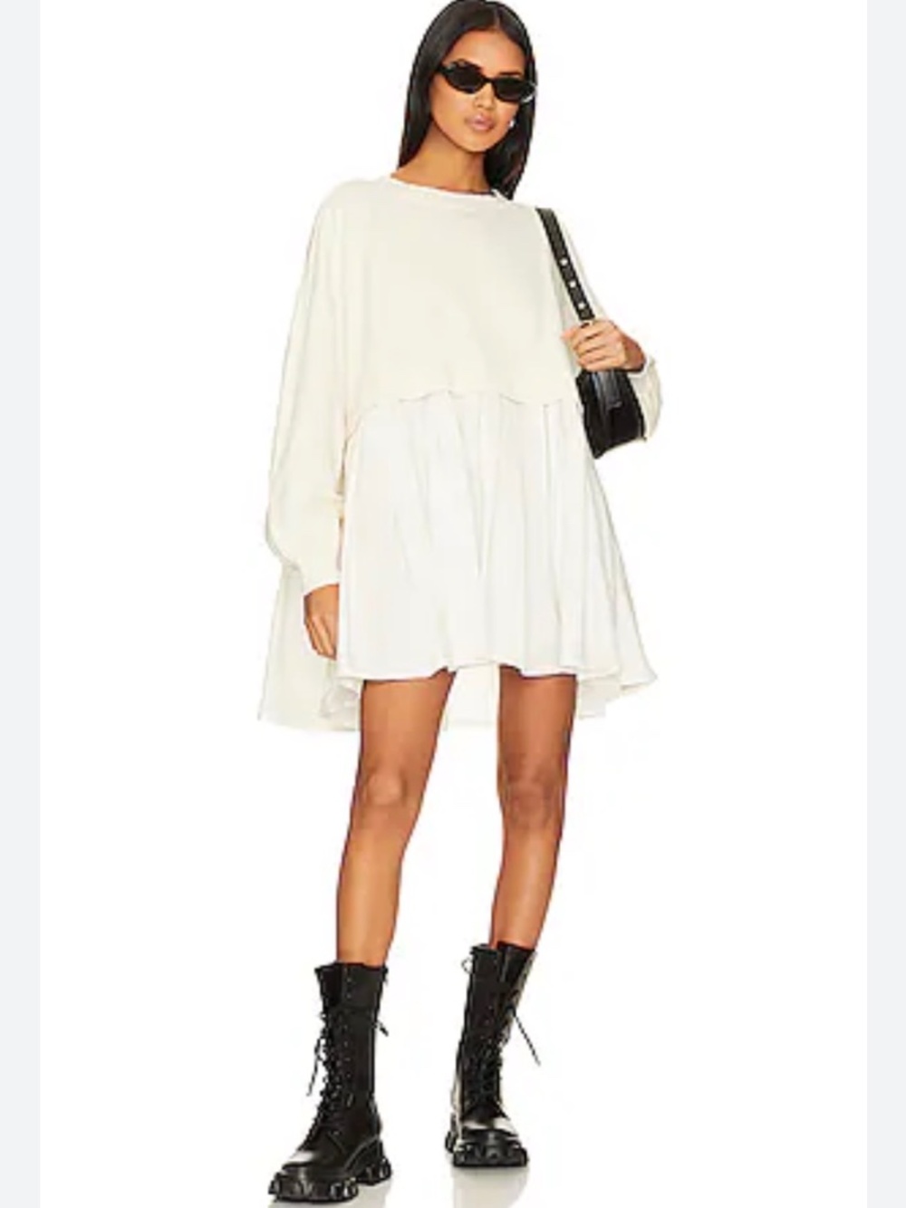 Free People Eleanor Sweatshirt Tunic Dress Oversized Cotton Medium Boho